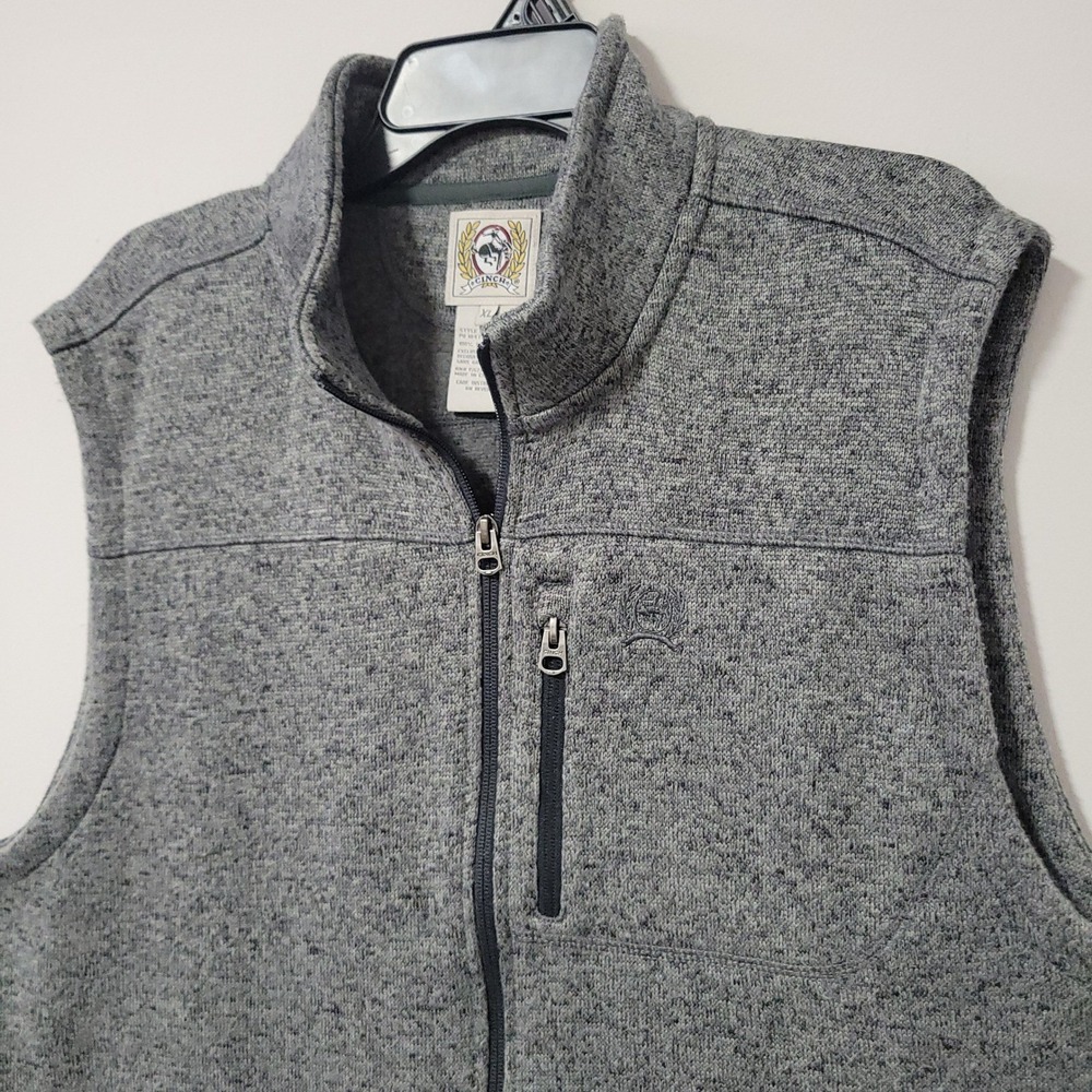 Cinch Sweater Vest Mens XL Gray Full Zip Knit Fleece Western Outdoor